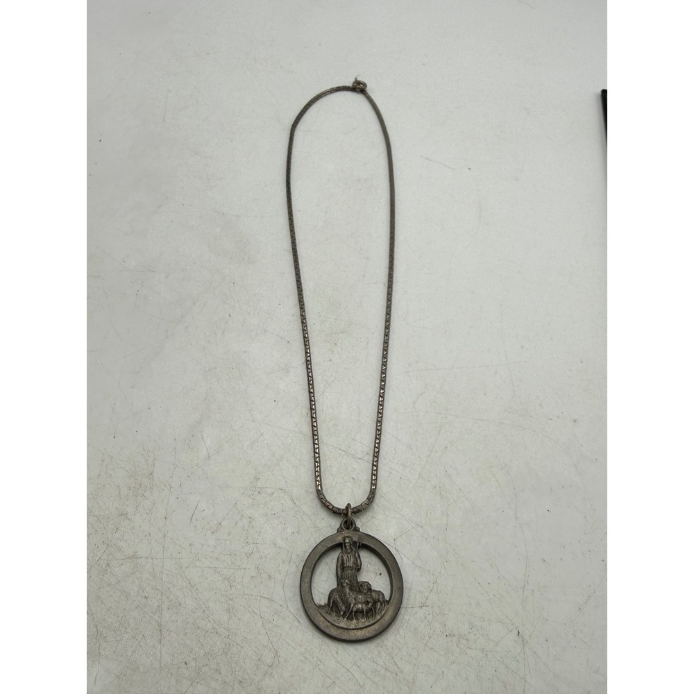 Vintage Robert Schuller Keep On Believing Good Shepherd Medallion Necklace 18in